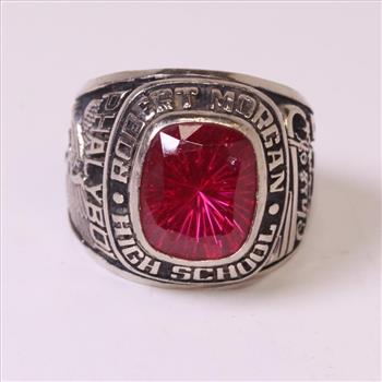 14kt White Gold 16.7g Class Ring With Red Stone
