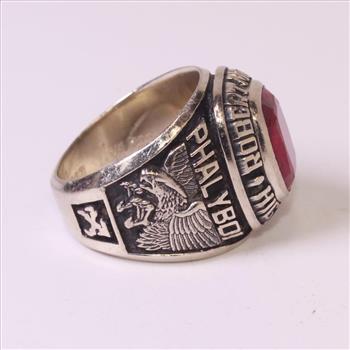 14kt White Gold 16.7g Class Ring With Red Stone