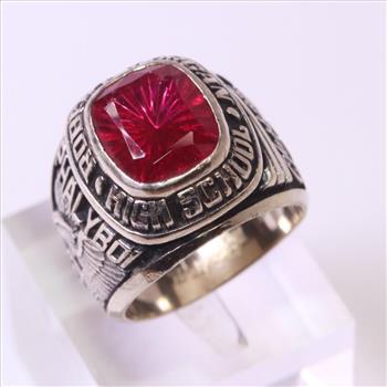 14kt White Gold 16.7g Class Ring With Red Stone