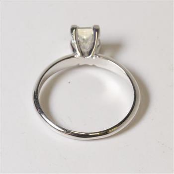 14kt White Gold 1.9g Princess Cut Diamond Solitaire Engagement Ring With Jewelry Appraisal Sheet