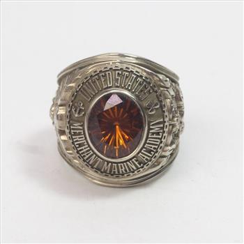 14kt White Gold 30.5g Class Ring With Orange Stone