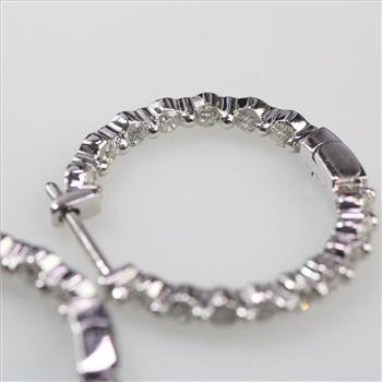 14kt White Gold 3.8g Diamond Hoop Earrings