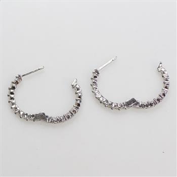 14kt White Gold 3.8g Diamond Hoop Earrings