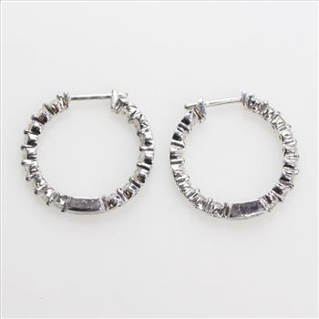 14kt White Gold 3.8g Diamond Hoop Earrings