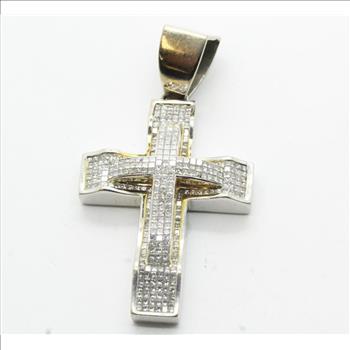 14kt White Gold 55.7g Cross Pendant With Diamond Accents