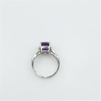 14kt White Gold Amethyst Diamond  Ring