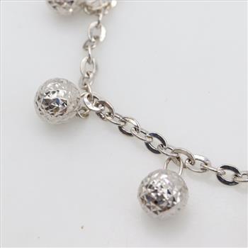 14kt White Gold Ball Charm Bracelet