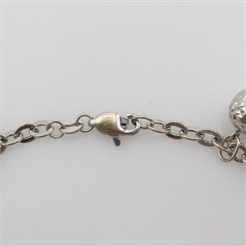 14kt White Gold Ball Charm Bracelet