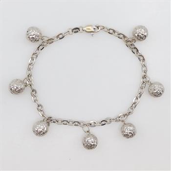 14kt White Gold Ball Charm Bracelet