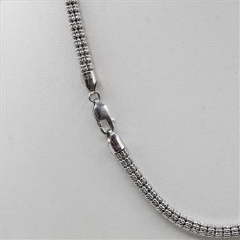 14kt White Gold Beaded Chain Link Necklace -Evaluated By Our Certified Gemologist-AGS/GIA