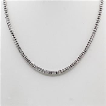 14kt White Gold Beaded Chain Link Necklace -Evaluated By Our Certified Gemologist-AGS/GIA