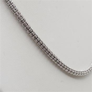 14kt White Gold Beaded Chain Link Necklace -Evaluated By Our Certified Gemologist-AGS/GIA