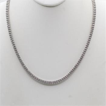 14kt White Gold Beaded Chain Link Necklace -Evaluated By Our Certified Gemologist-AGS/GIA