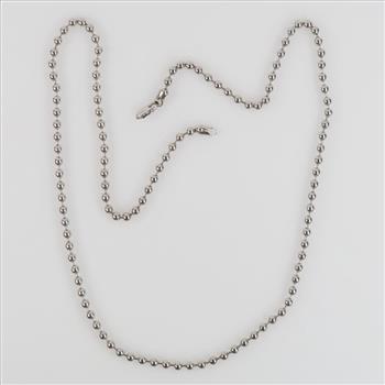 14kt White Gold Beaded Chain Necklace - Evaluated By Our Certified Gemologist AGS/GIA