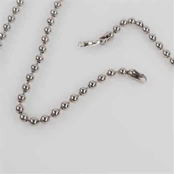 14kt White Gold Beaded Chain Necklace - Evaluated By Our Certified Gemologist AGS/GIA