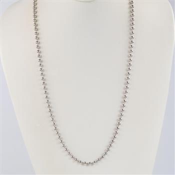 14kt White Gold Beaded Chain Necklace - Evaluated By Our Certified Gemologist AGS/GIA
