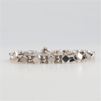 14kt White Gold Block Bracelet