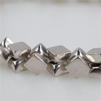 14kt White Gold Block Bracelet