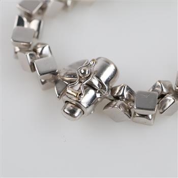 14kt White Gold Block Bracelet