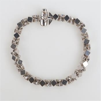 14kt White Gold Block Bracelet