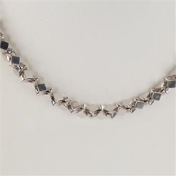 14kt White Gold Block Link Chain Necklace