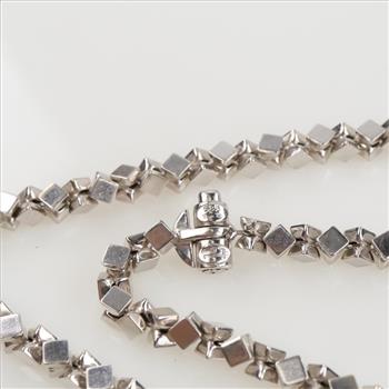 14kt White Gold Block Link Chain Necklace
