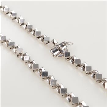 14kt White Gold Block Link Chain Necklace