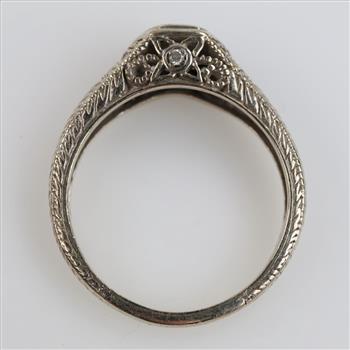 14kt White Gold Blue & Clear Stone Ring