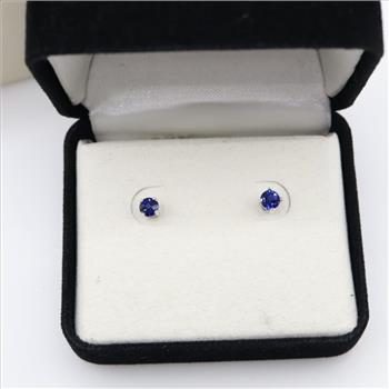 14kt White Gold Blue Sapphire Stud Earrings