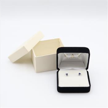 14kt White Gold Blue Sapphire Stud Earrings