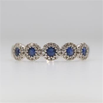 14kt White Gold Blue Stone Diamond Accent Ring