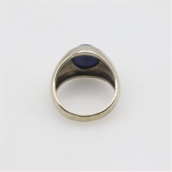 14kt White Gold Blue Stone Diamond Accent Ring