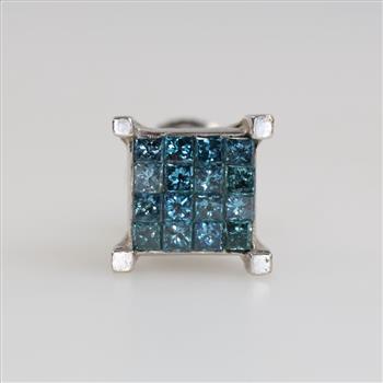 14kt White Gold Blue Stone Earring