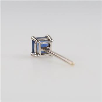 14kt White Gold Blue Stone Stud Earring