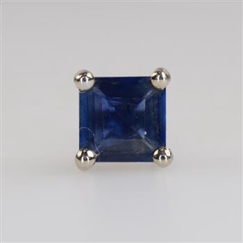 14kt White Gold Blue Stone Stud Earring