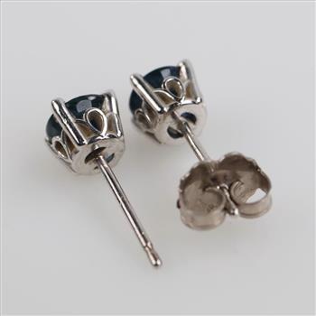 14kt White Gold Blue Stone Stud Earrings