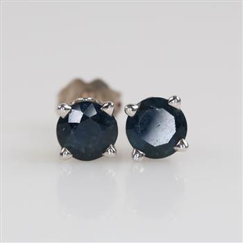 14kt White Gold Blue Stone Stud Earrings