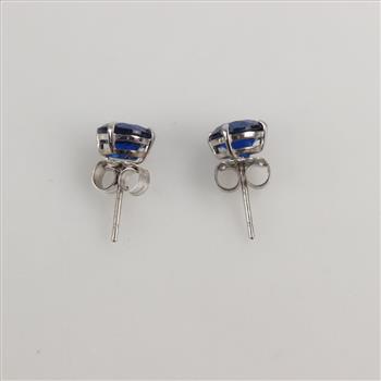 14kt White Gold Blue Stone Stud Earrings