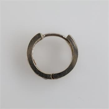 14kt White Gold Celar Stone Single Hoop Earring