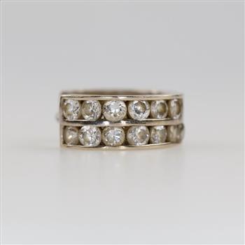 14kt White Gold Celar Stone Single Hoop Earring