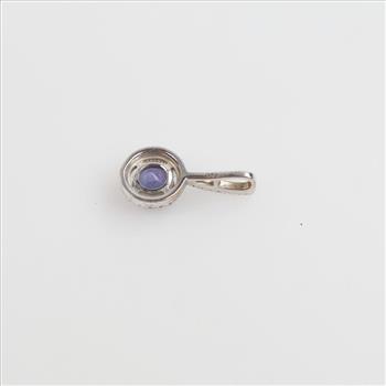 14kt White Gold Clear And Purple Stone Pendant