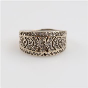 14kt White Gold Clear Stone Band