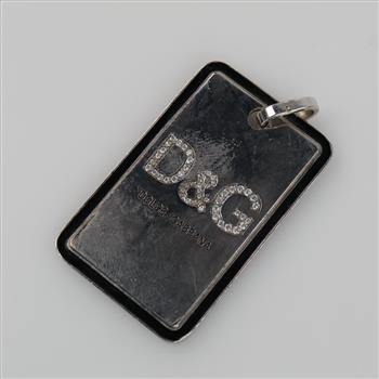 14kt White Gold Clear Stone Dog Tag Pendant