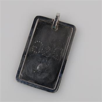 14kt White Gold Clear Stone Dog Tag Pendant