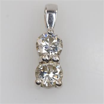 14kt White Gold Clear Stone Drop Pendant