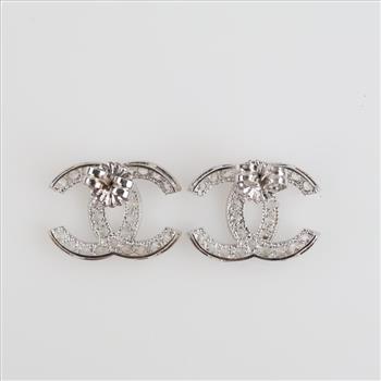14kt White Gold Clear Stone Earrings