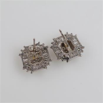 14kt White Gold Clear Stone Earrings