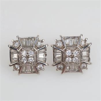 14kt White Gold Clear Stone Earrings