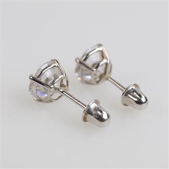 14kt White Gold Clear Stone Earrings