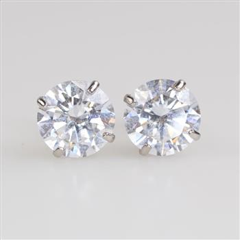14kt White Gold Clear Stone Earrings